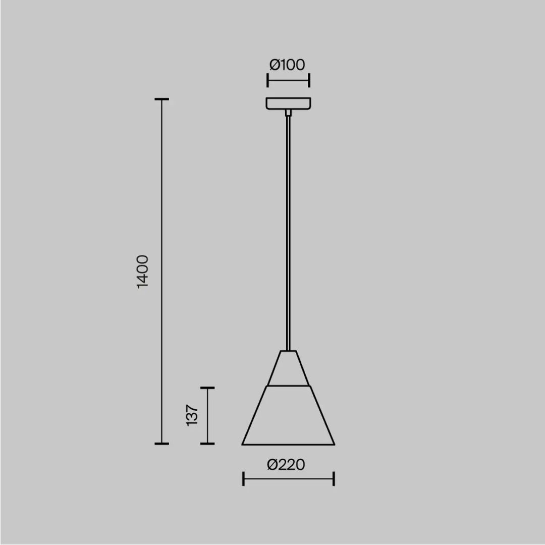 Suspension luminaire bicon es avec abat-jour conique minimaliste au-dessus d’une table de salle à manger