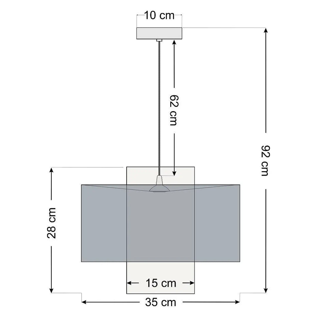 Suspension luminaire twin blanche crème avec abat-jour rectangulaire gris moderne et finition métallique minimaliste