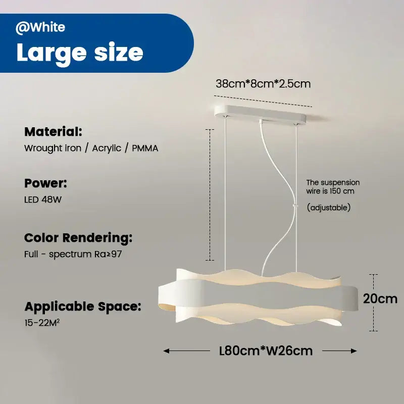 Suspension blanche design sculptural courbes ondulées déco