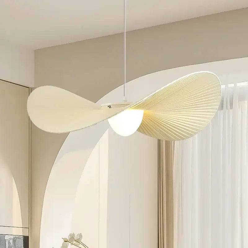 Nordic Beige Pleated Fabric Led Pendant Lights Bar Droplight Art Decor Led Hanging Lamp Dining Room Simple Suspend
