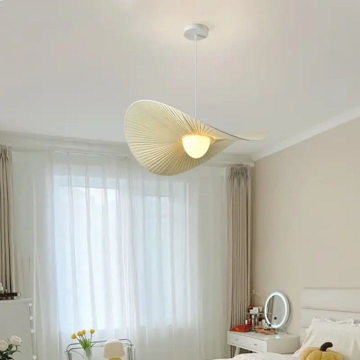 Nordic Beige Pleated Fabric Led Pendant Lights Bar Droplight Art Decor Led Hanging Lamp Dining Room Simple Suspend