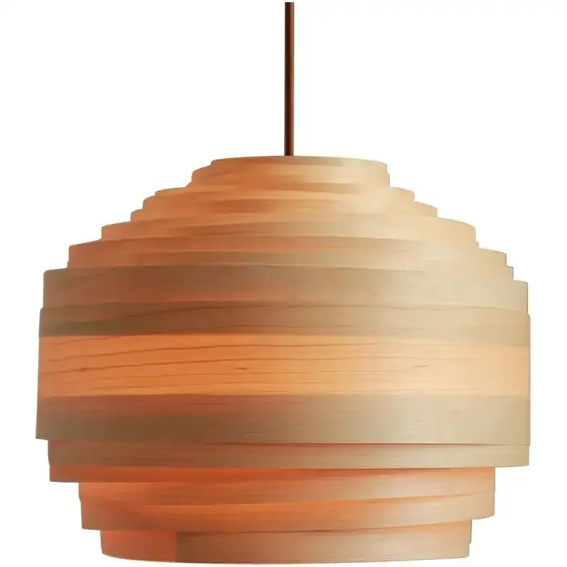 Suspension bois artisanale avec lumière douce chic