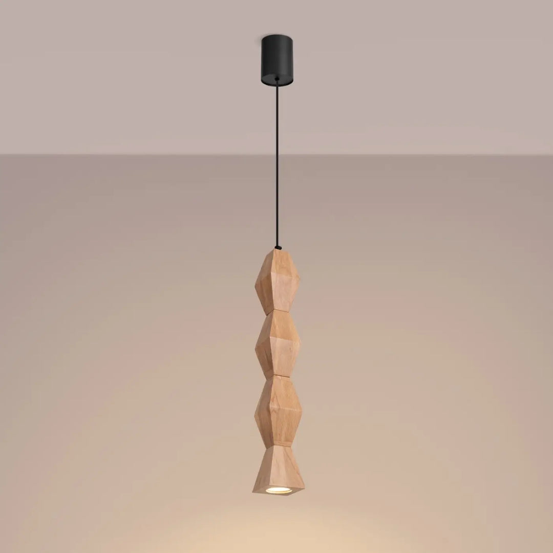 Suspension en bois bois naturel allumée