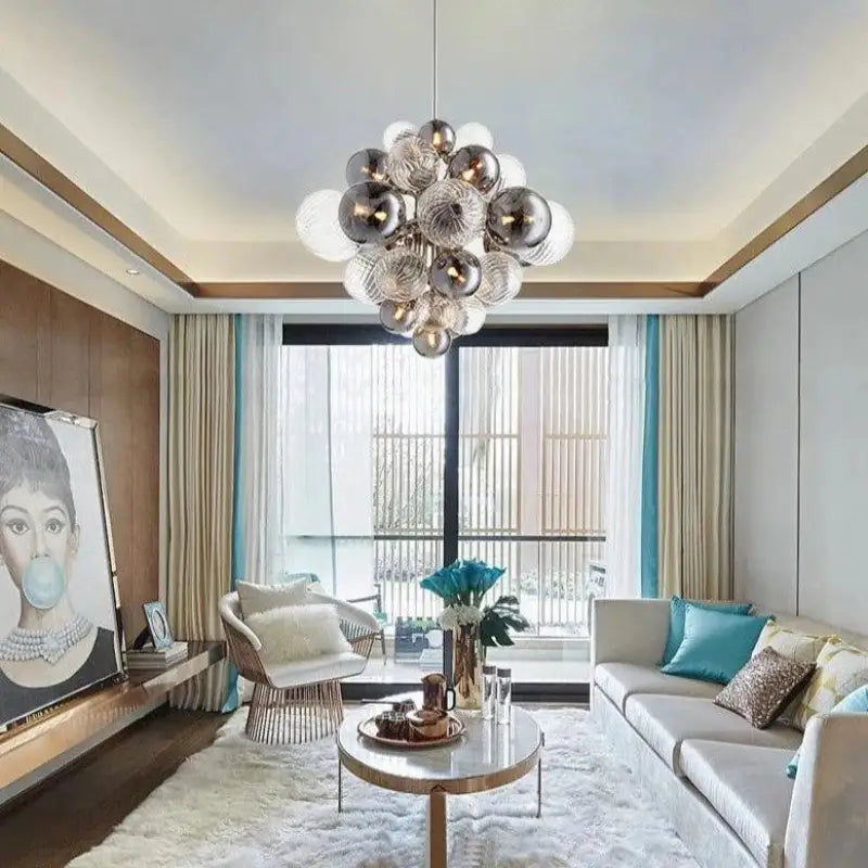 Suspension Boule Noire En Verre Élégant