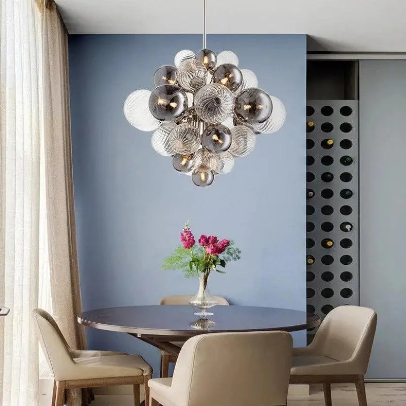 Suspension Boule Noire En Verre Élégant