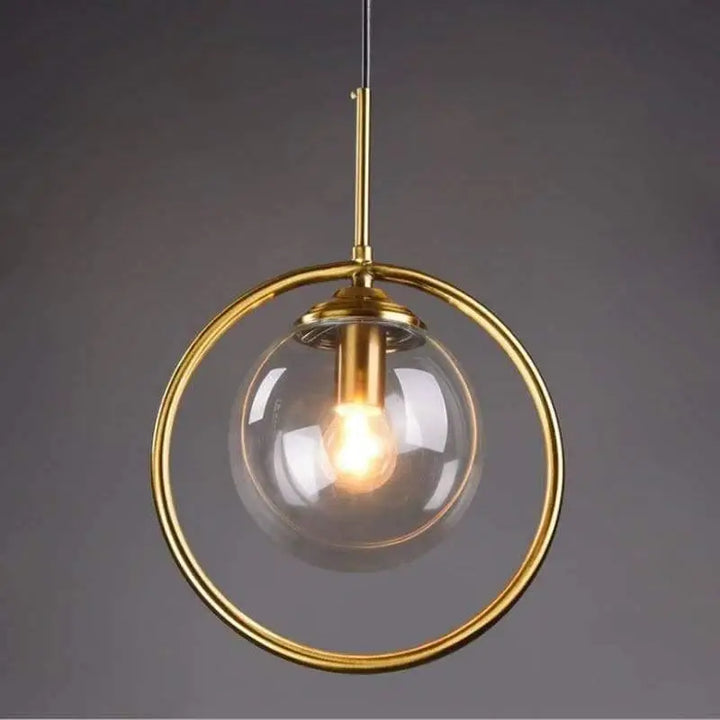 Suspension Boule Verre Fumé Anneau