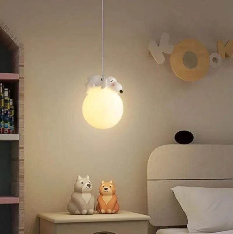 Suspension boules LED avec animaux polaires pour chambre enfant