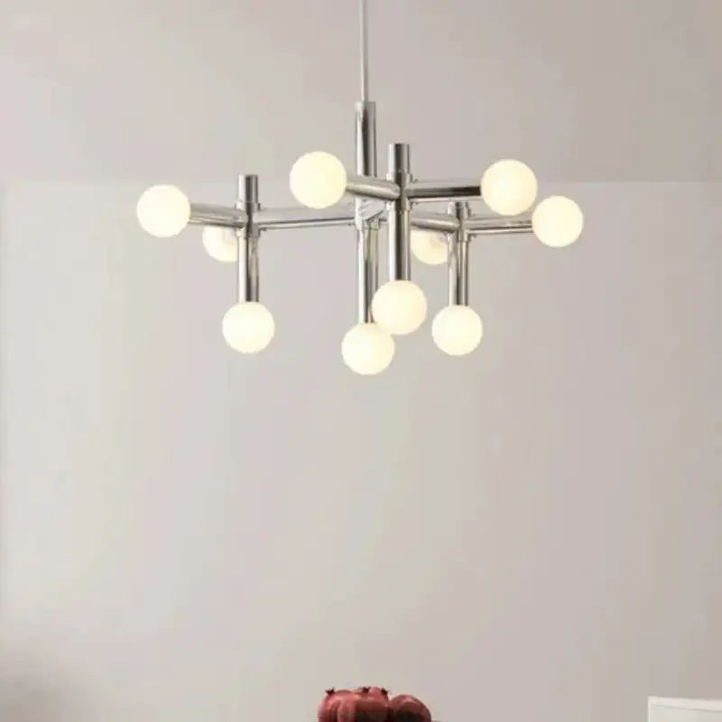 Suspension Branchée Chrome Avec Diffuseurs Sphériques

