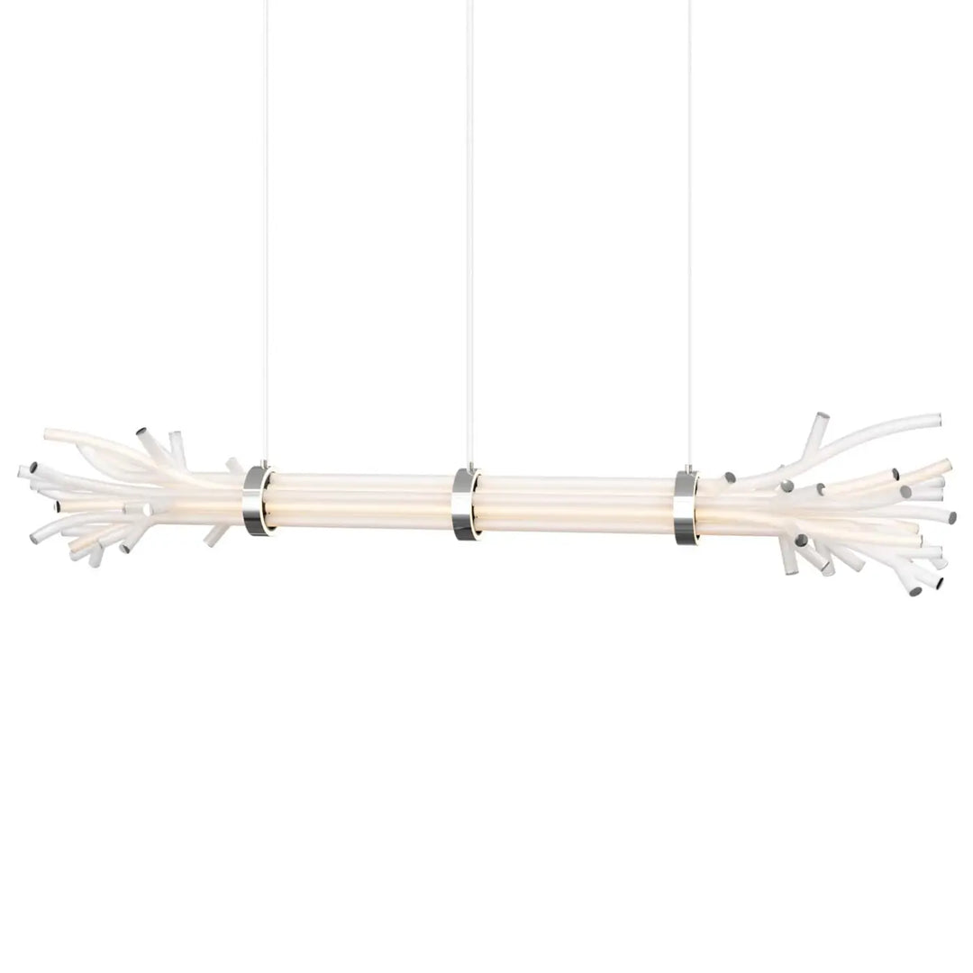 Suspension led branchy blanc moderne en acrylique avec accents chrome pour un éclairage design et élégant