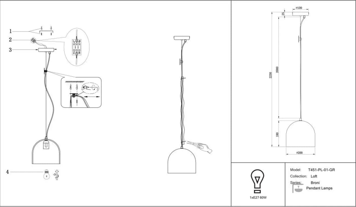 Schéma d'installation du luminaire