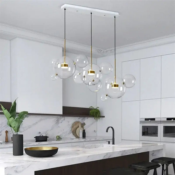 Italian Designer Glass Bubble Ball Pendant Chandelier for Kid Room Dining Kitchen Island Indoor House Decor Hanging