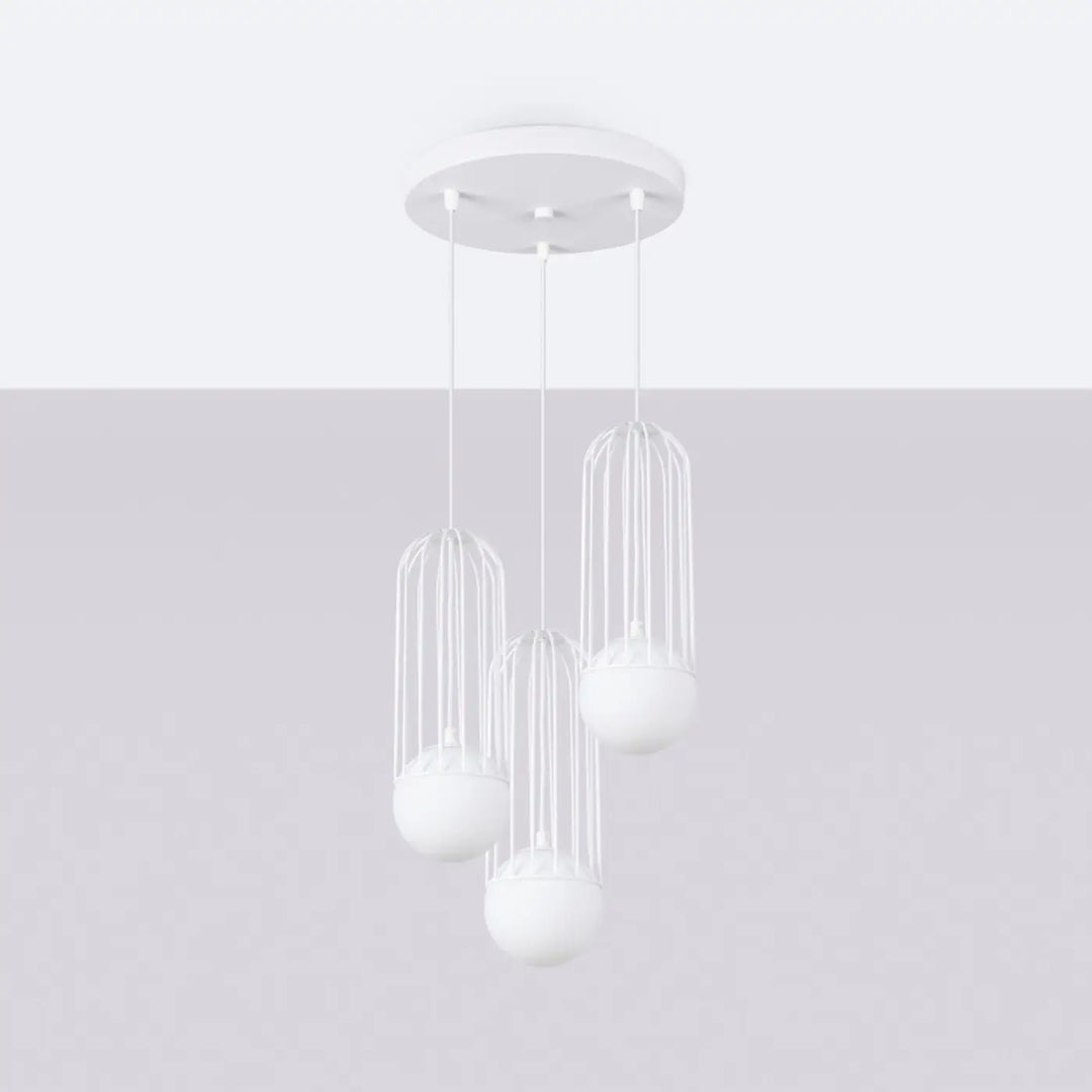 Suspension Luminaire blanc éteinte, vue rapprochée
