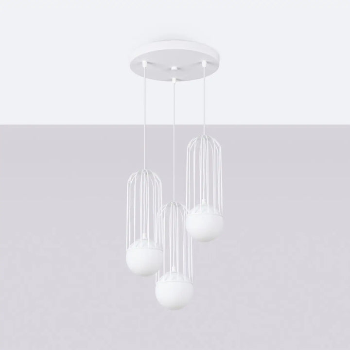 Suspension Luminaire blanc éteinte, vue rapprochée