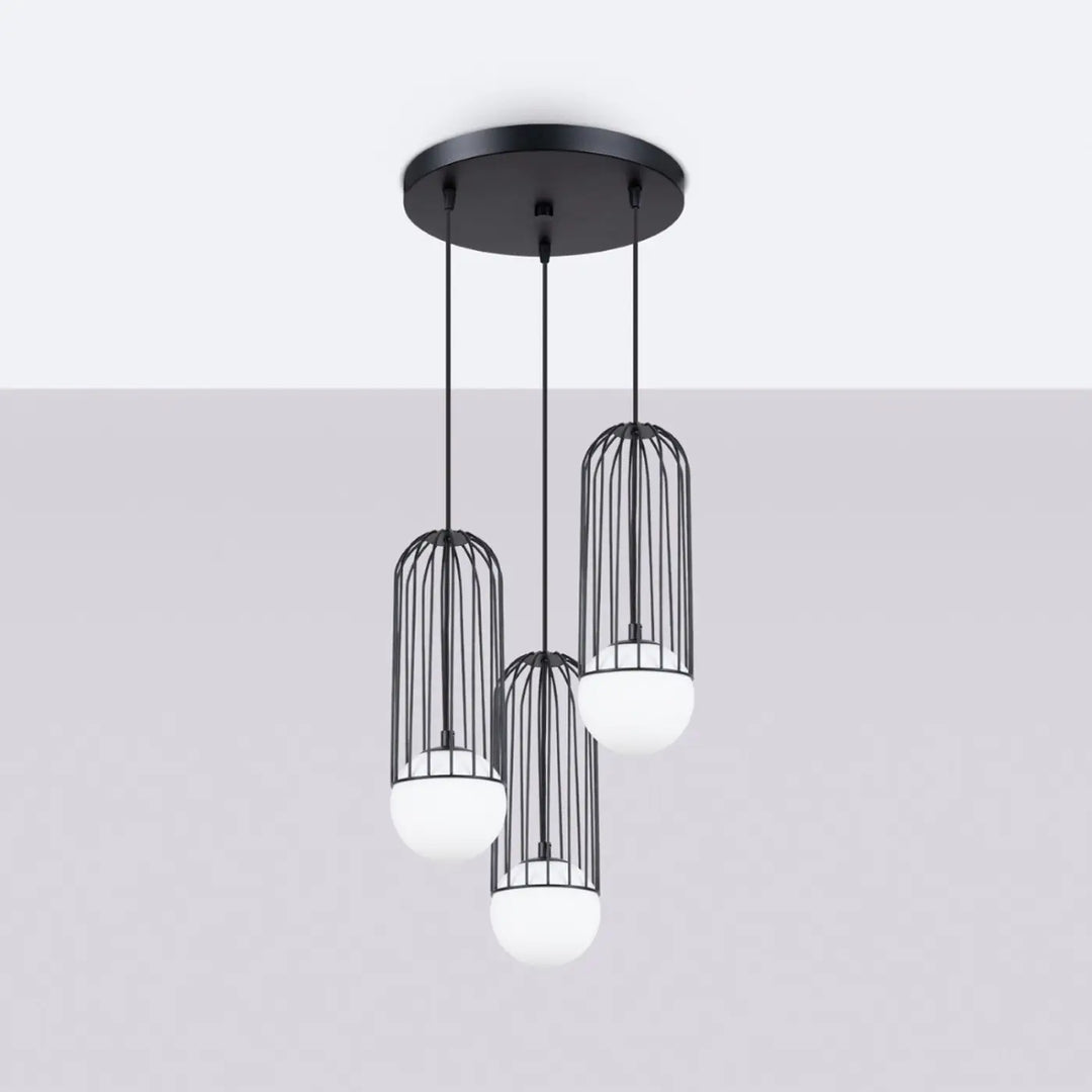 Suspension Luminaire noir éteinte, vue rapprochée
