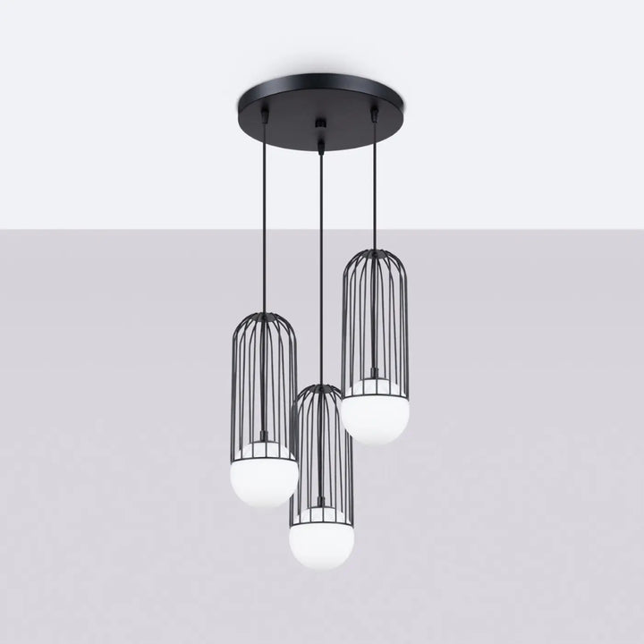 Suspension Luminaire noir éteinte, vue rapprochée