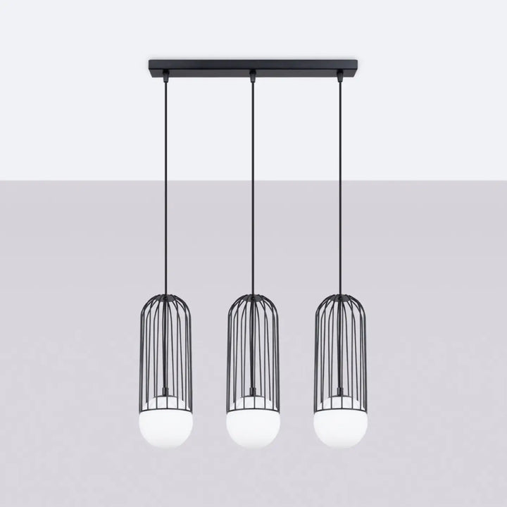 Suspension Luminaire noir éteinte, vue rapprochée