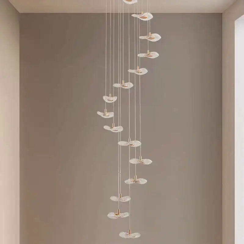 Suspension Cascade Moderne Disques Lumineux Pour Escalier

