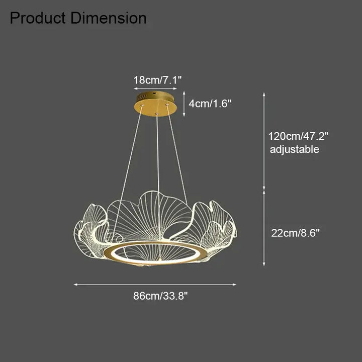Suspension cercle avec feuilles sculptées style doré élégant