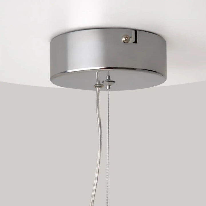 Suspension collar finition chrome métal doré avec cinq diffuseurs ronds et câbles visibles pour plafond