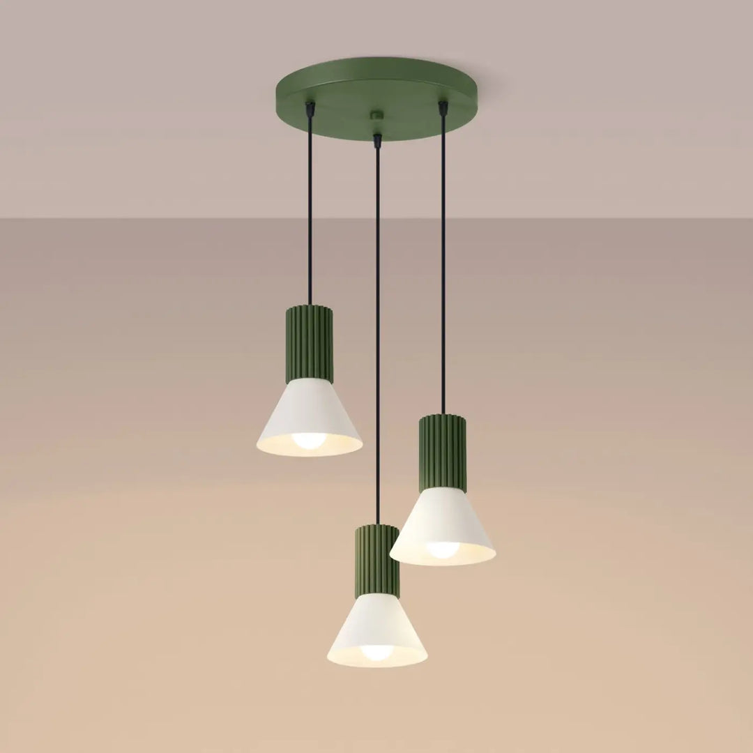 Suspension beige/vert olive allumée