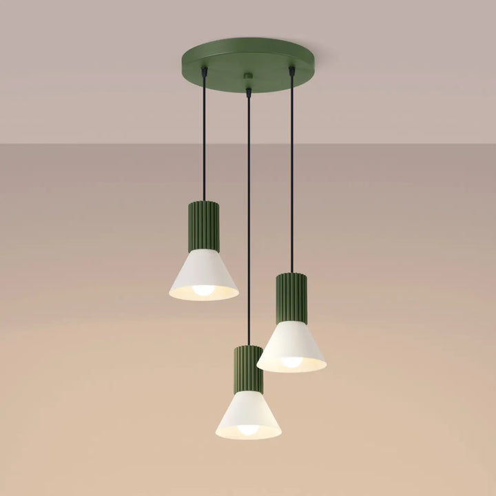 Suspension beige/vert olive allumée