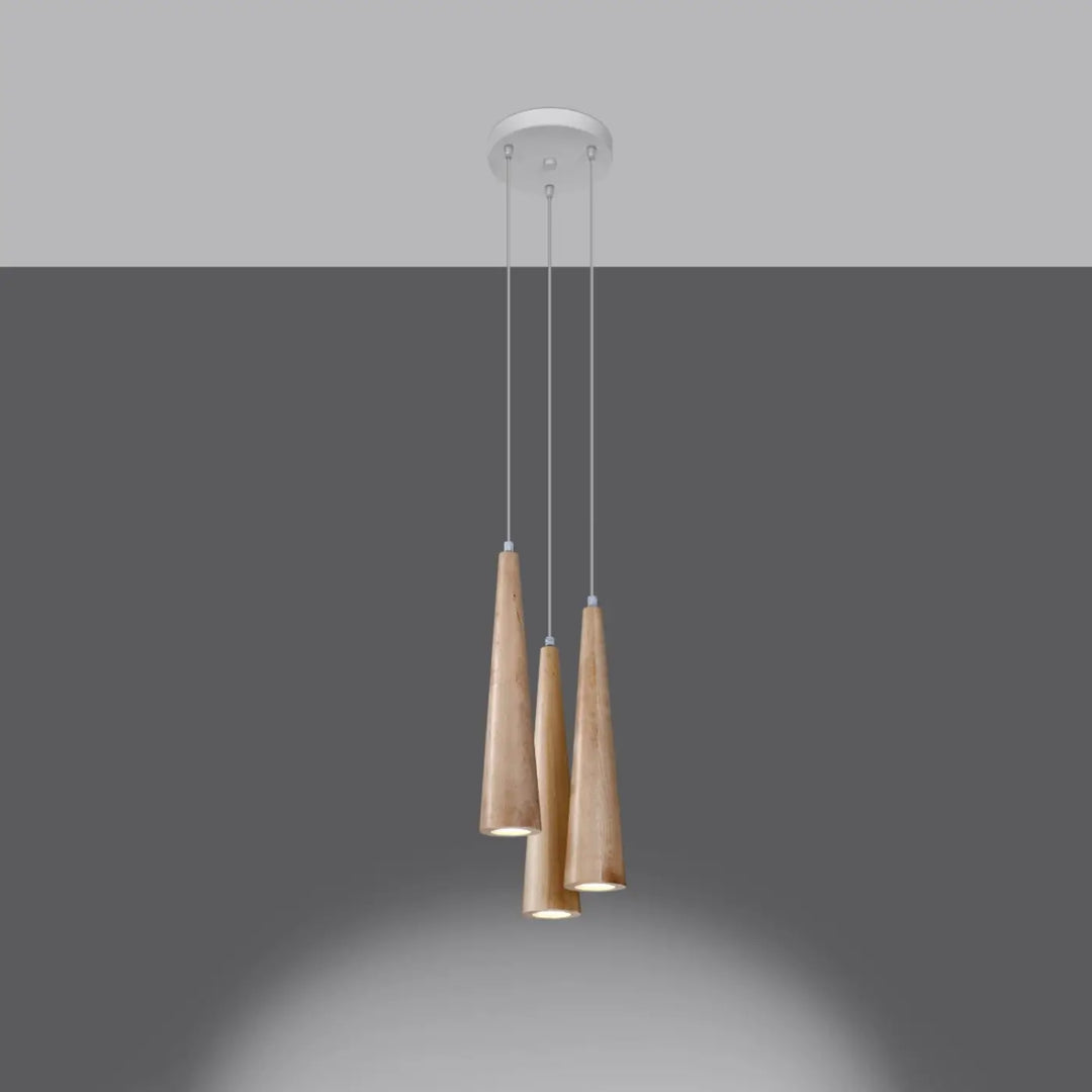 Suspension bois naturel allumée