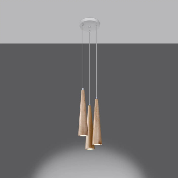 Suspension bois naturel allumée