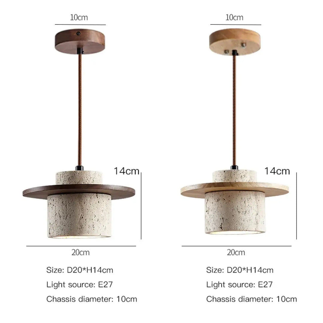 Suspension contemporain en marbre et bois naturel