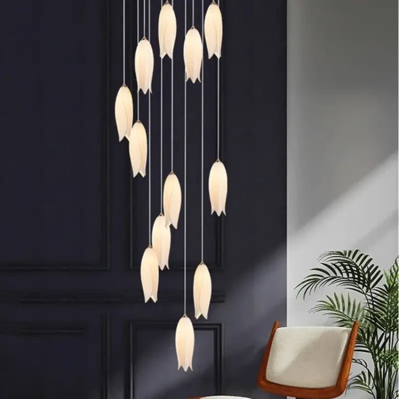 Suspension contemporaine en céramique blanc ambiance chic