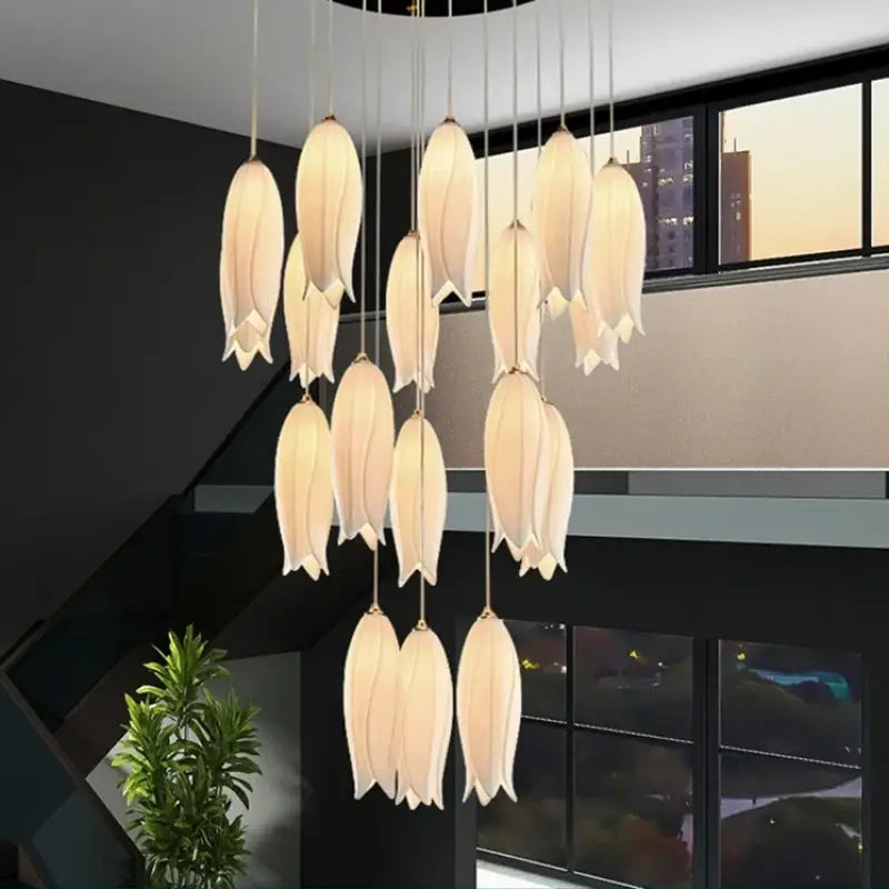 Suspension contemporaine en céramique blanc ambiance chic