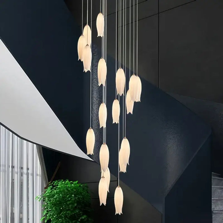 Suspension contemporaine en céramique blanc ambiance chic