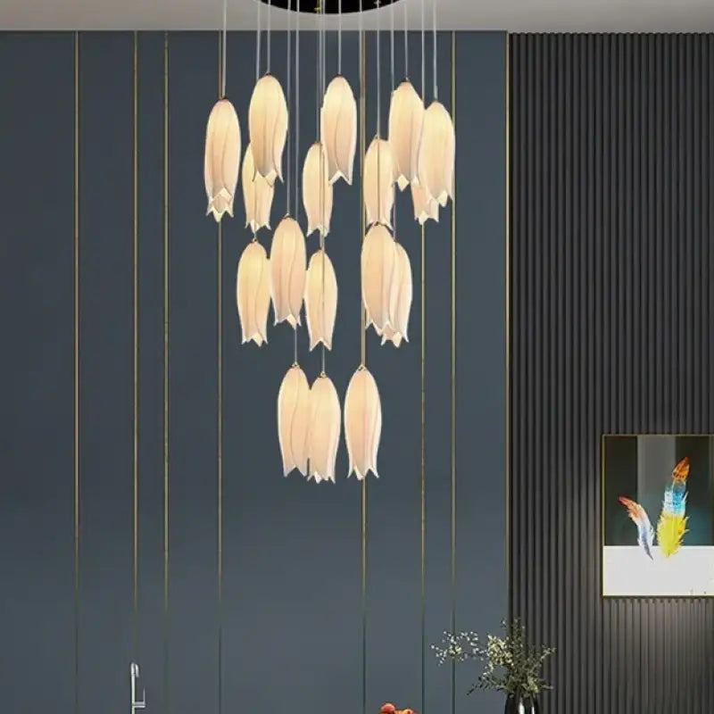 Suspension contemporaine en céramique blanc ambiance chic