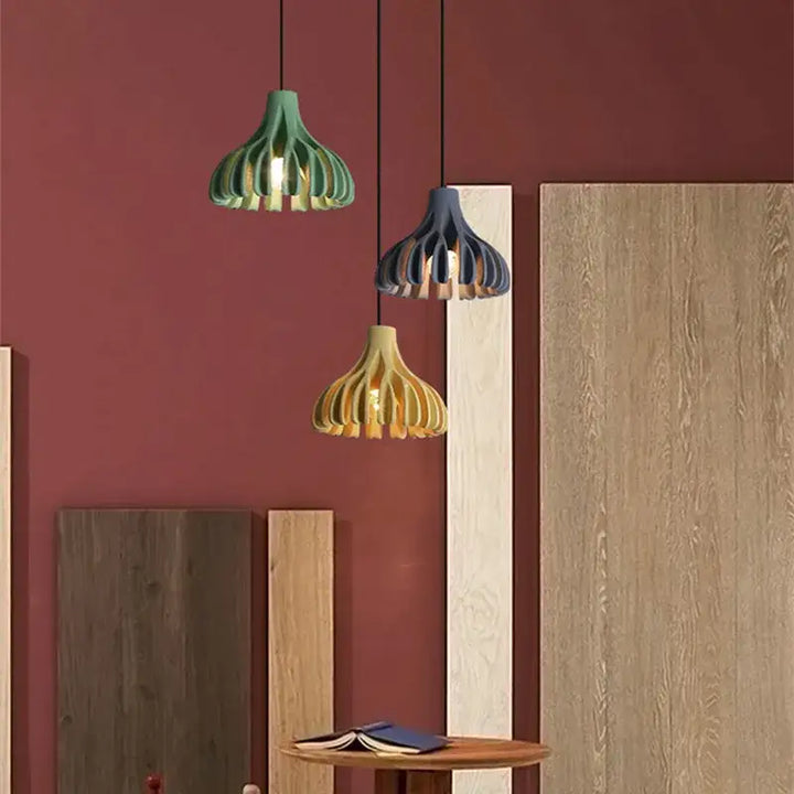Suspension Contemporaine En Bois Et Couleur Chic Élégante