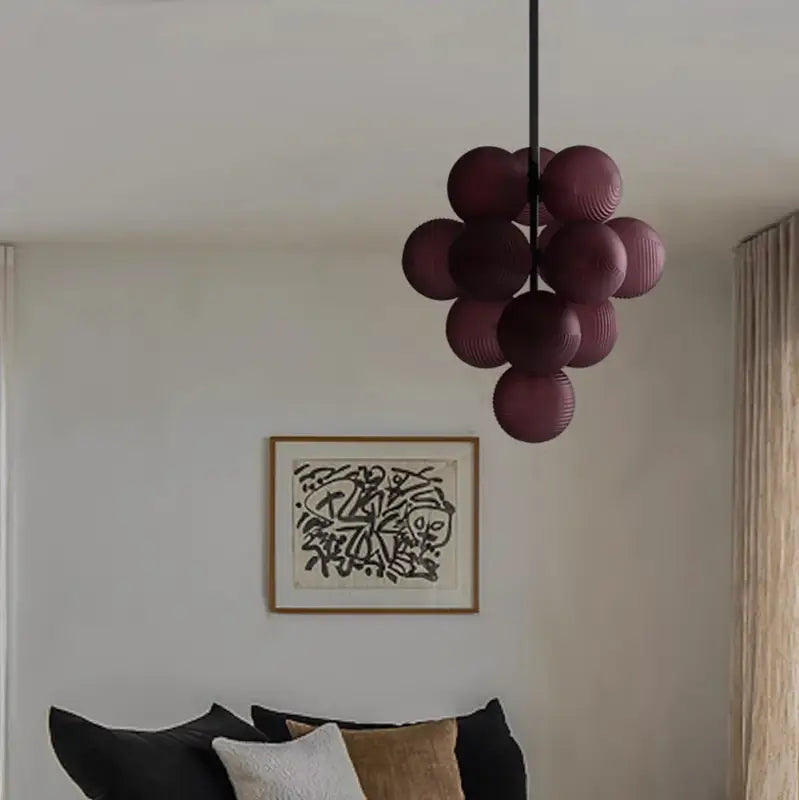 Suspension contemporaine grappe de boules en verre