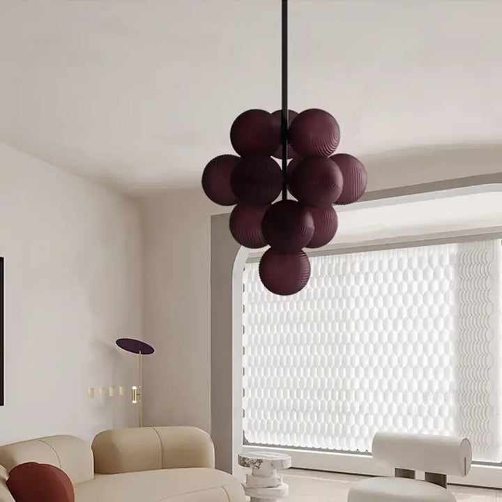 Suspension contemporaine grappe de boules en verre