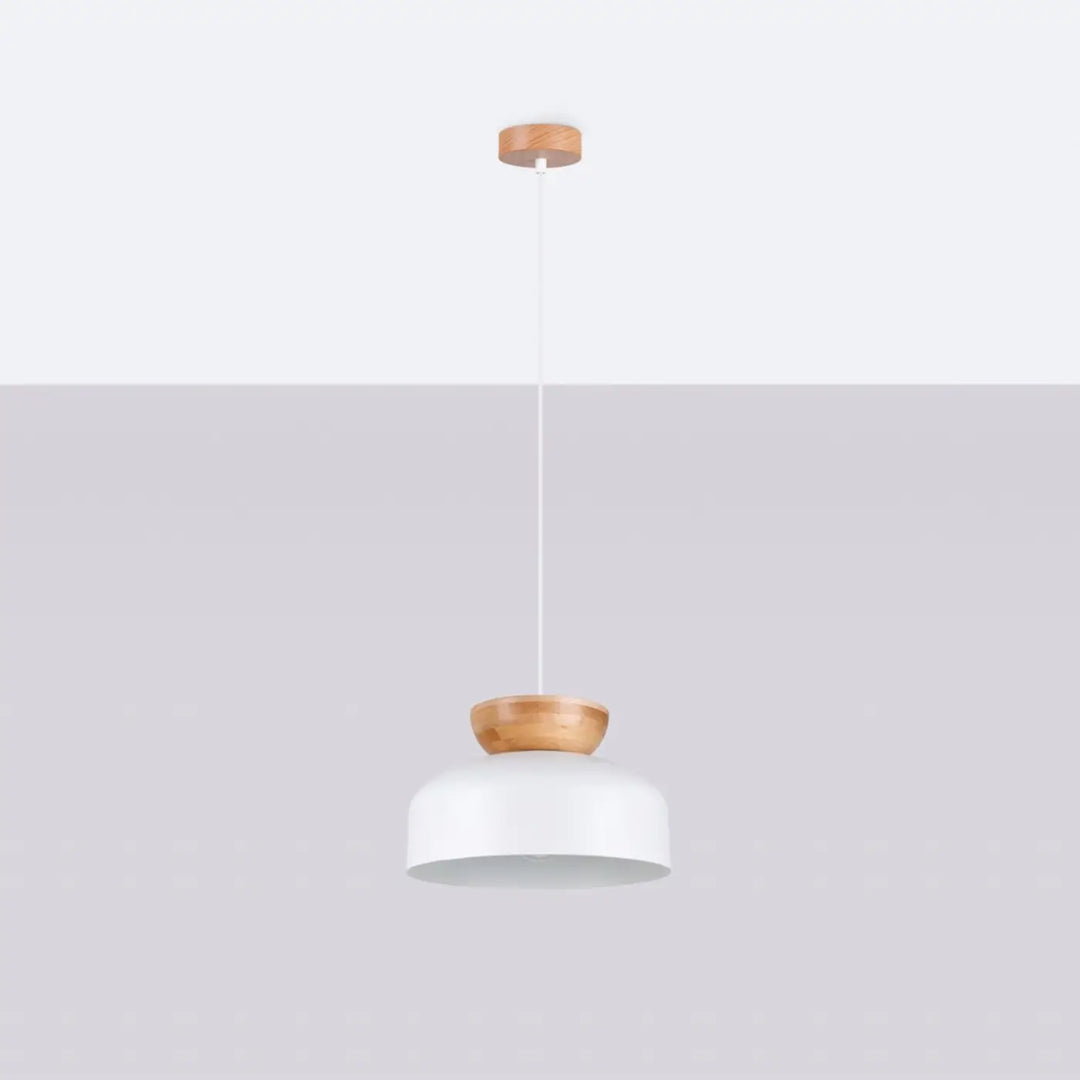 Suspension blanc/bois naturel éteinte
