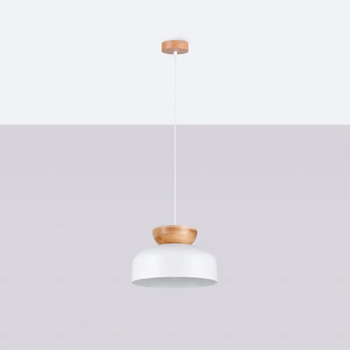 Suspension blanc/bois naturel éteinte