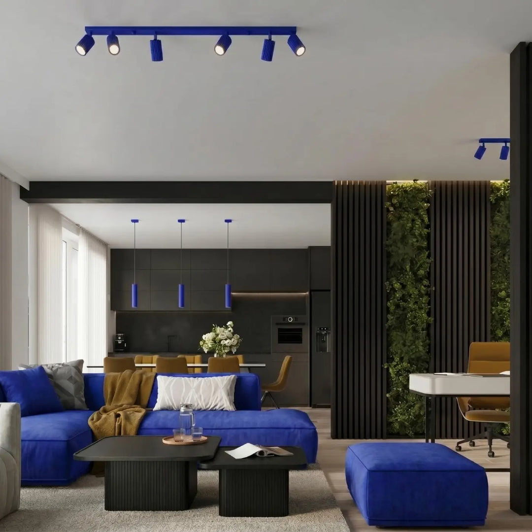 Suspension Luminaire outremer dans un intérieur contemporain