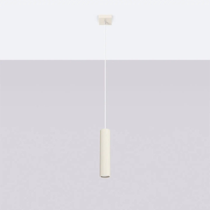 Suspension Luminaire beige éteinte, vue rapprochée
