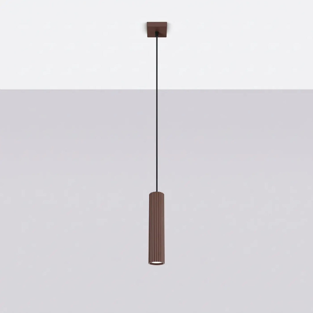 Suspension Luminaire marron éteinte, vue rapprochée