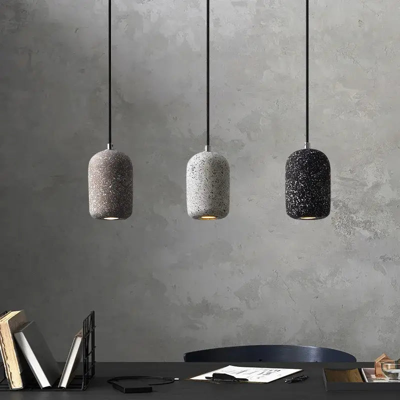 Suspension Cylindre Béton Terrazzo Design Industriel Moderne

