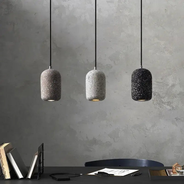 Suspension Cylindre Béton Terrazzo Design Industriel Moderne

