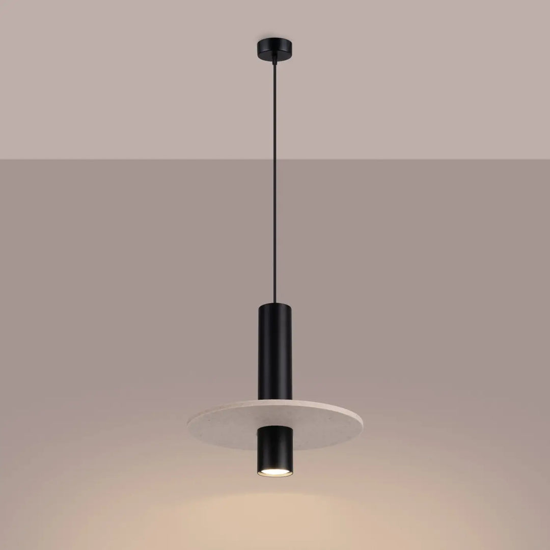 Suspension beige/noir allumée