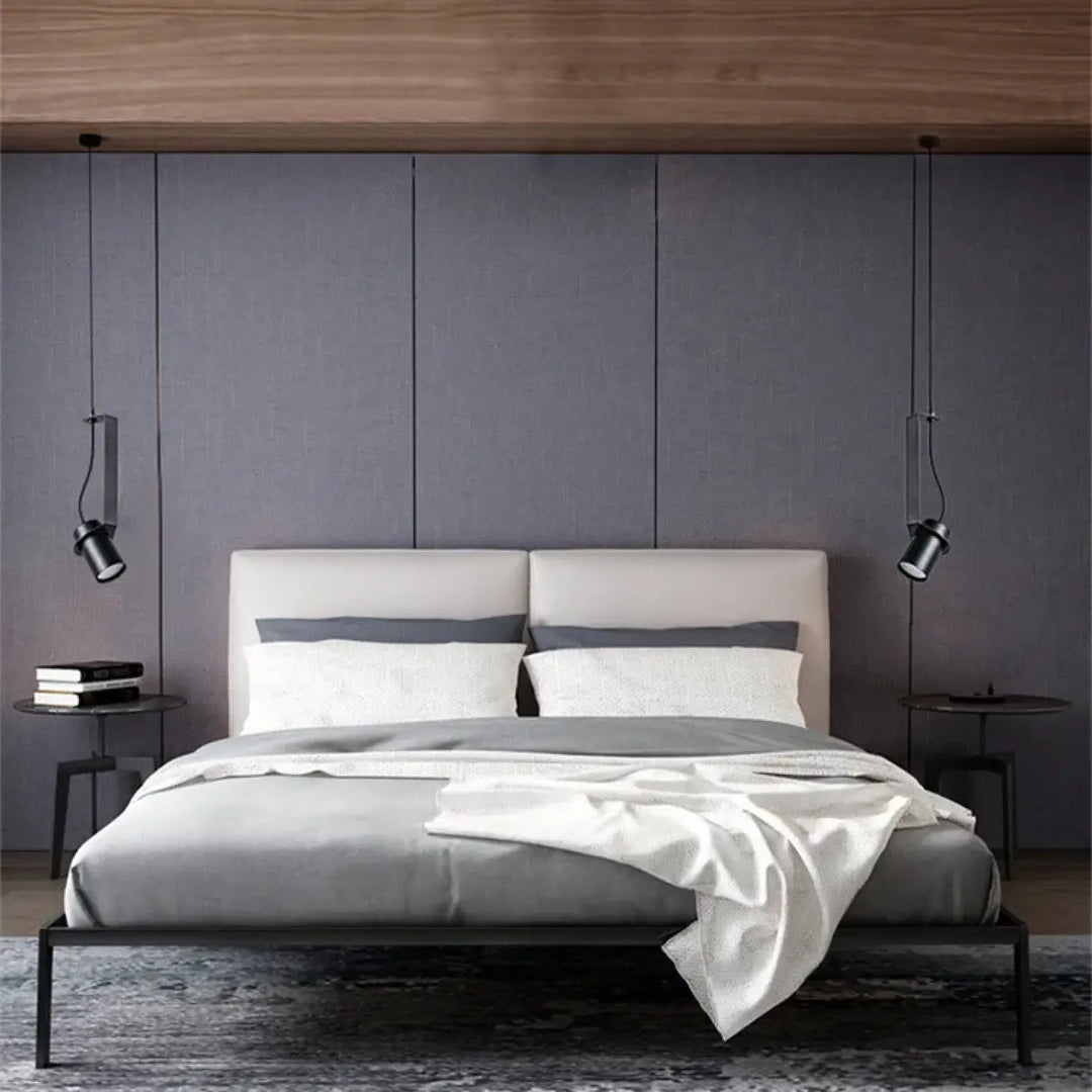 Suspension cylindrique noire minimaliste moderne chic