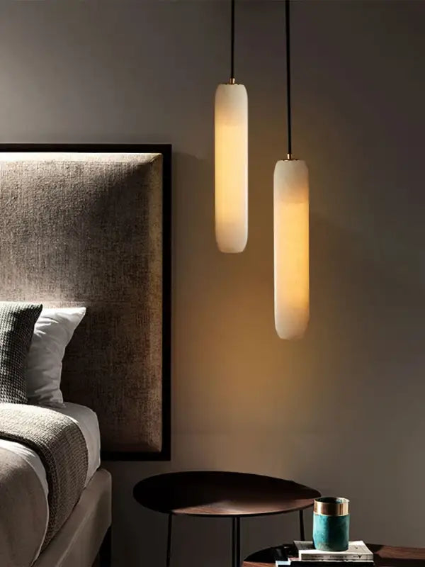 Modern and Minimalist All Copper Natural Marble Chandelier Suitable for Bedroom Bedside Study Balcony Restaurant E14