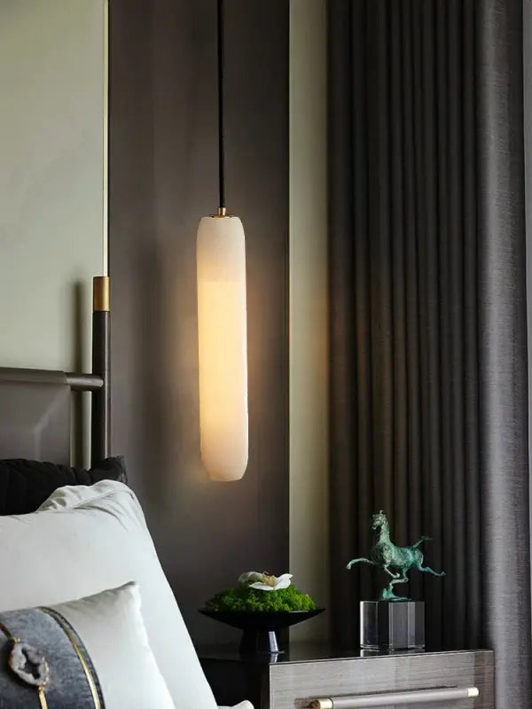Modern and Minimalist All Copper Natural Marble Chandelier Suitable for Bedroom Bedside Study Balcony Restaurant E14