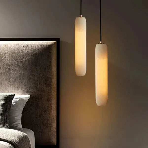 Modern and Minimalist All Copper Natural Marble Chandelier Suitable for Bedroom Bedside Study Balcony Restaurant E14