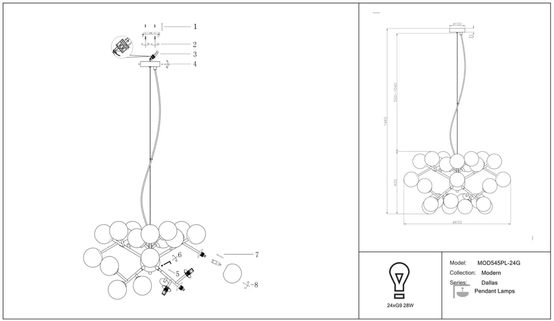 Suspension luminaire dallas avec un cluster de globes en verre pour salle à manger moderne