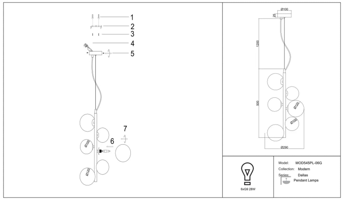 Schéma d'installation du luminaire