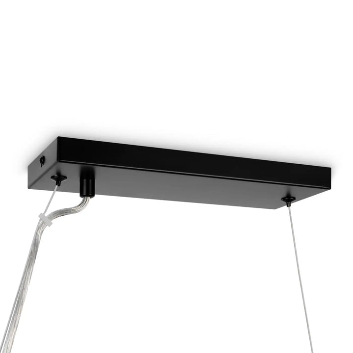Suspension linéaire dallas linéaire noire rectangulaire art déco avec design moderne et câblage visible au plafond